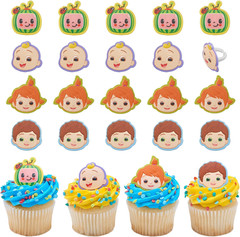 Cocomelon Playtime Rings | 24 Cupcake Toppers Featuring JJ, Yoyo & Tomtom | Coc