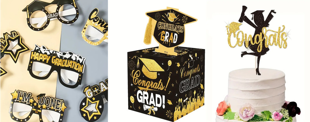 Class of 2025 Graduation Cake Topper,Glasses and Cash Gift Box Surprise