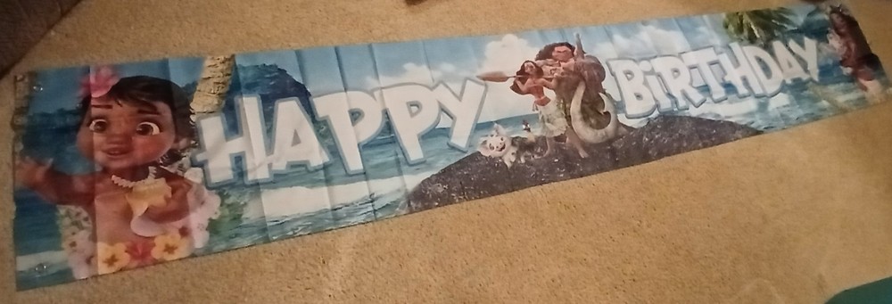 Mohana Happy Birthday Banner 9ft 10.5″ X 1 Foot 7.5″ New In Open Package