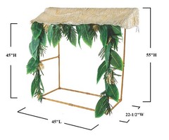 Tropical Plastic Tiki Hut Drink/Food Tabletop Station w/ Palm Leaf Garland #237