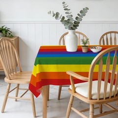 4 Pack Rainbow Rectangular Tablecloths 54×108 Inch Carnival Party Decor