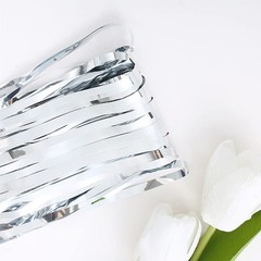 2 PCS 3.2×8.2 FT Silver Fringe Curtains Backdrop Streamers Photo Booth Props