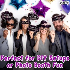 Rose Gold Birthday Photo Booth Props Kit 27 Pcs Durable Cardboard Signs Memor…