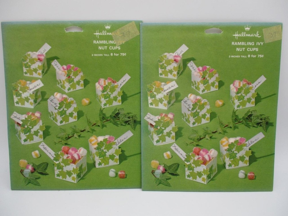 Vtg Hallmark Rambling Ivy Nut Cups Party Favors Place card Holder Lot of 2 pcks