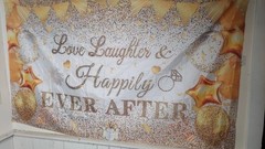 Love Laughter & Happily Ever After Gold Glitter Banner Wedding Party Decoration
