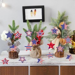 Red White Blue Star Patriotic Decorations 24 Pcs 4th of July Hanging Ornaments