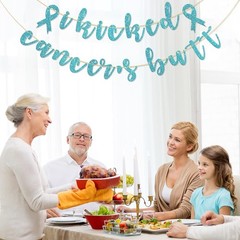 I Kicked Cancer’s Butt Banner, Beat Cancer, A New Beginning, Free Sky Blue