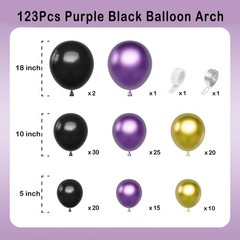 Kit De Guirnalda De Globos Morado Negro Y Metalicos Para Compromisos Pro