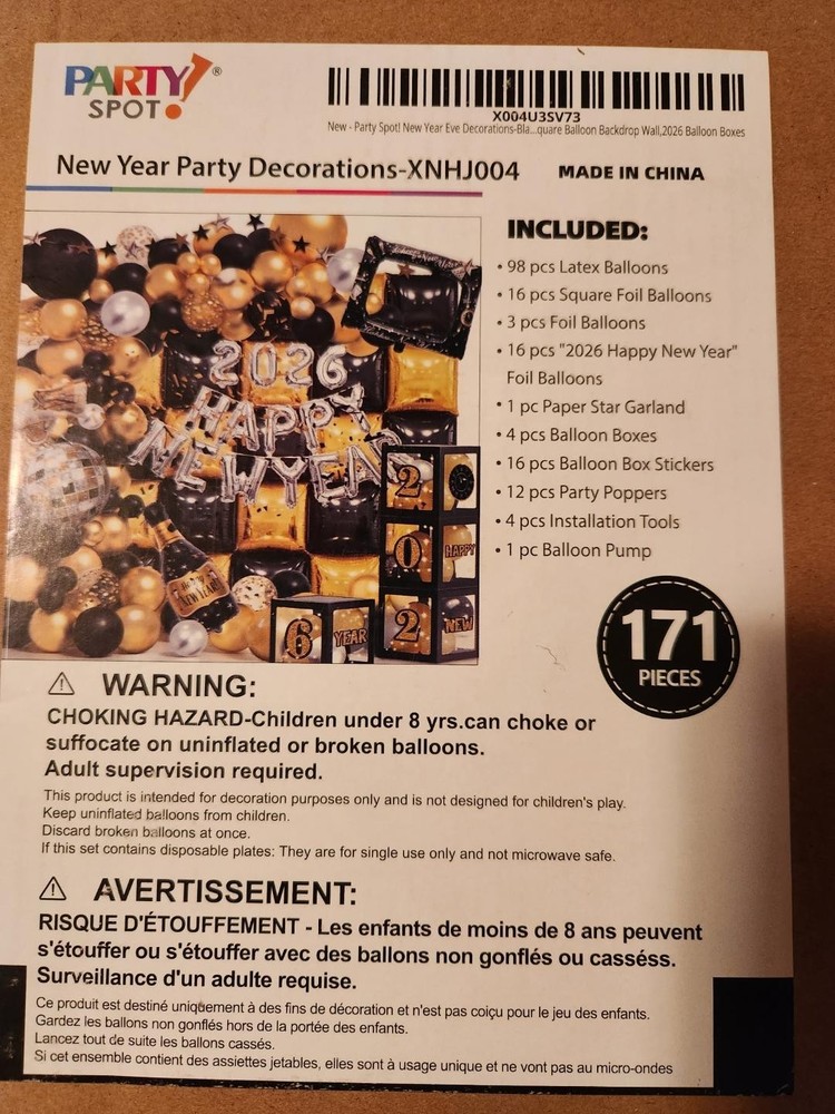 Party Spot! Happy New Year Decorations Kit 2026 Black and Gold