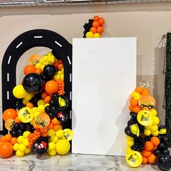 Construction Balloons, 12 Inch Black Yellow Orange Confetti Truck Constructio…