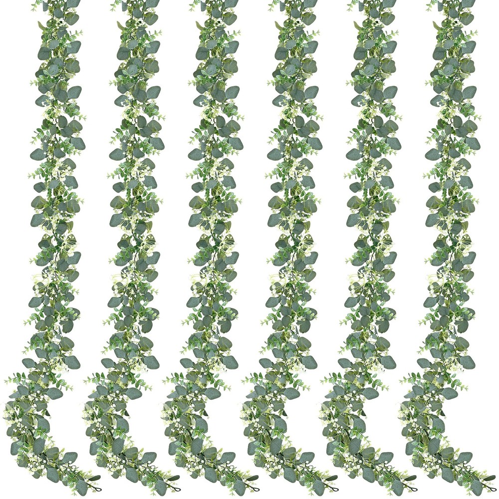 Sggvecsy 6 Pack Artificial Eucalyptus Garland Leaves 6PCS, Green