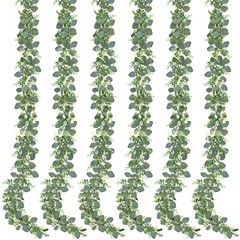 Sggvecsy 6 Pack Artificial Eucalyptus Garland Leaves 6PCS, Green