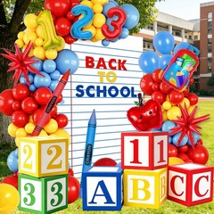 Back To School Decorations, Back To School Balloon Arch Kit with Notebook Pap…