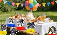 Transformers Birthday Party Centerpieces Set Bumblebee 3D Paper Honeycomb Stand