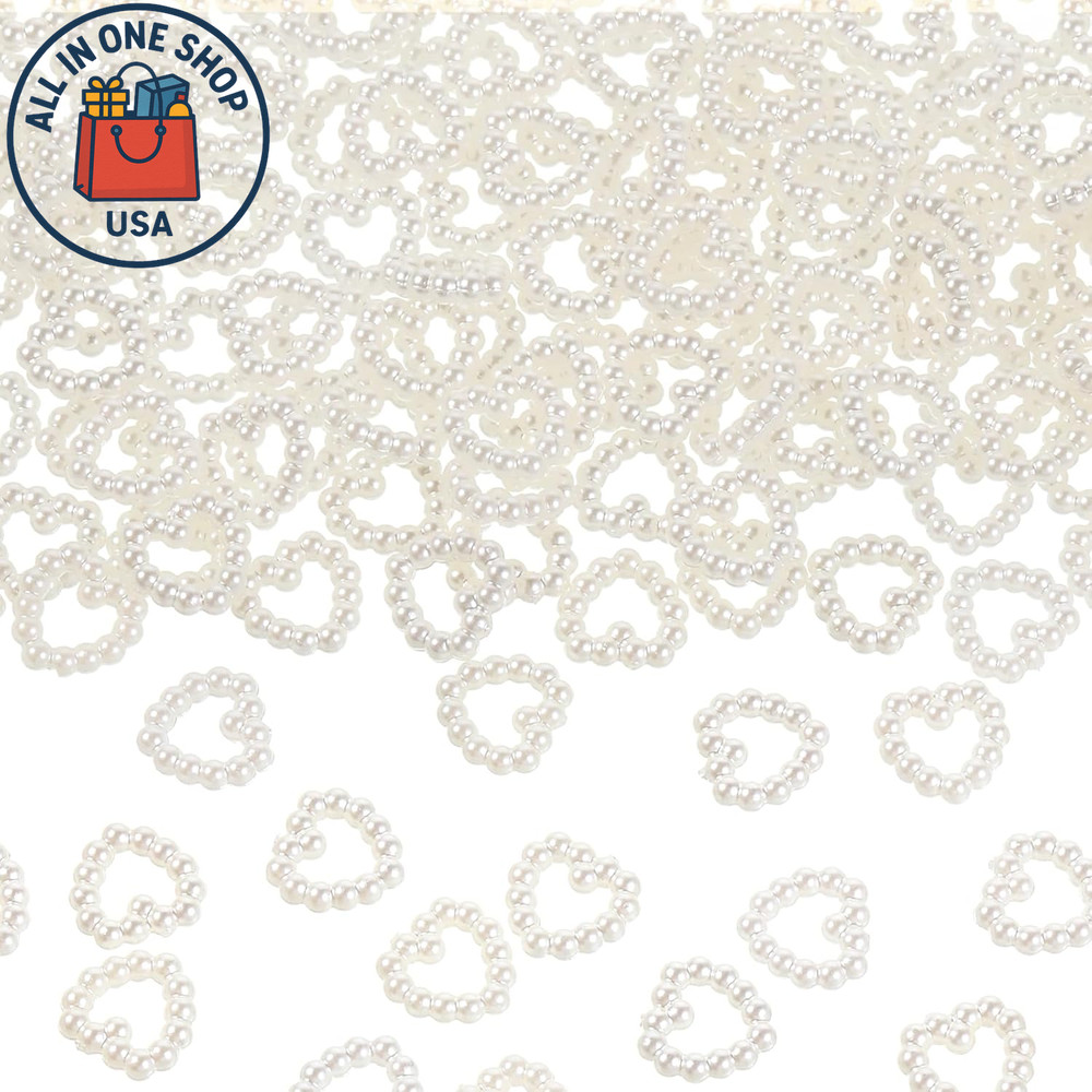 White Pearl Heart Table Scatter for Weddings and Crafts 400 Pcs