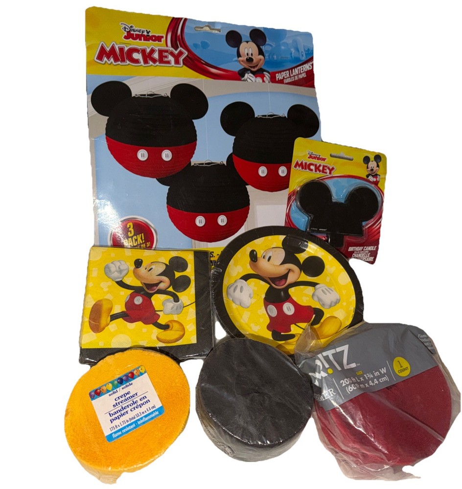 Mickey Mouse Party Decoration Set Plate, Napkin, Streamer Candle Paper Lanterns