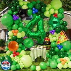 7Pcs Cartoon Turtle Theme Birthday Decorations 40 Inch Number 5 Foil Balloons