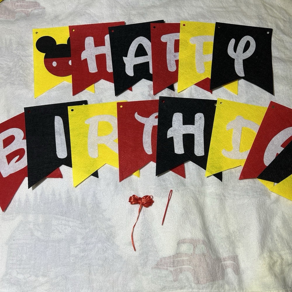 Mickey Mouse DIY Happy Birthday Felt Banner Party Decoration