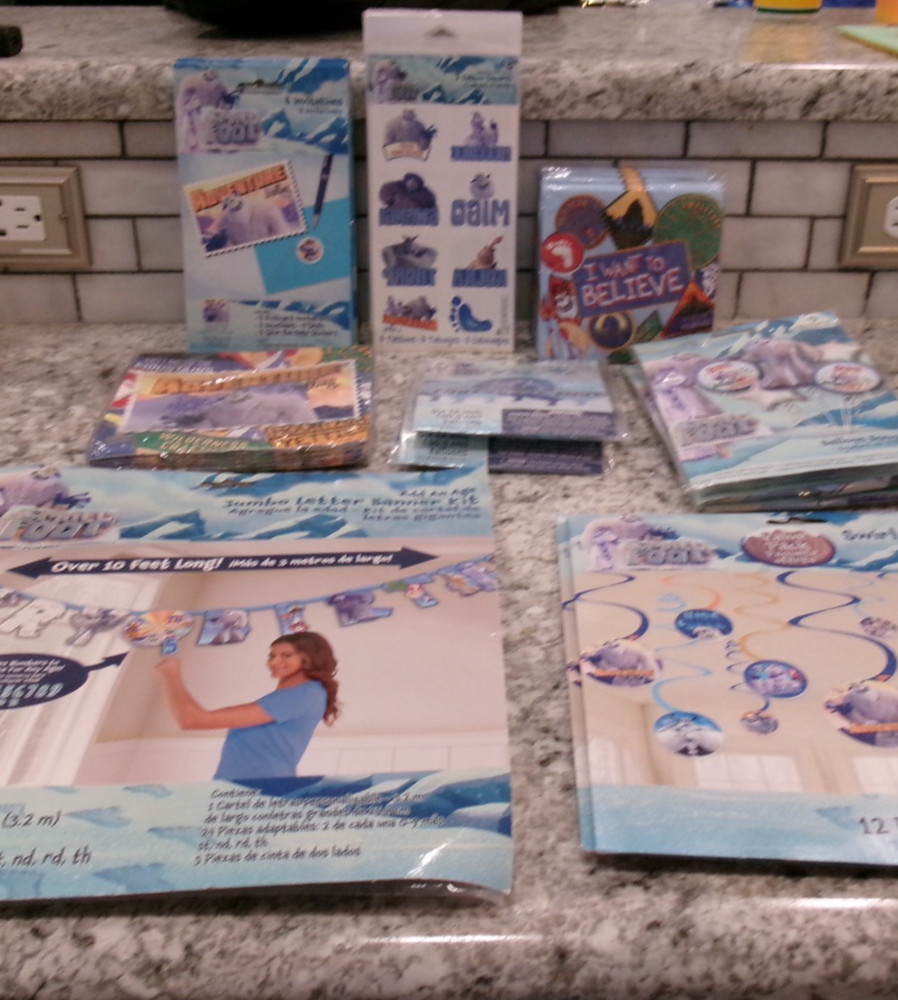 Huge Small Foot Theme Birthday Party Supplies, All Sealed, 29 Items In Lot