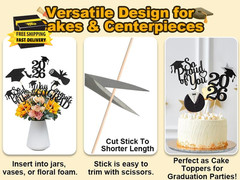 Graduation Decorations 2026, 24 PCS Class of 2026 Double-Sided Centerpieces with