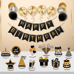 Happy Birthday Table Decorations & Centerpieces – 12-Piece Black & Gold Wooden G