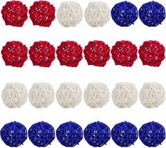 Elegant 24 Pcs Rattan Balls – Charming 4th of July & Memorial Day Decorations