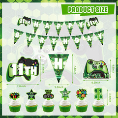 11Th Birthday Decorations for Boys, 149Pcs Green Video Game Level 11 Party Suppl