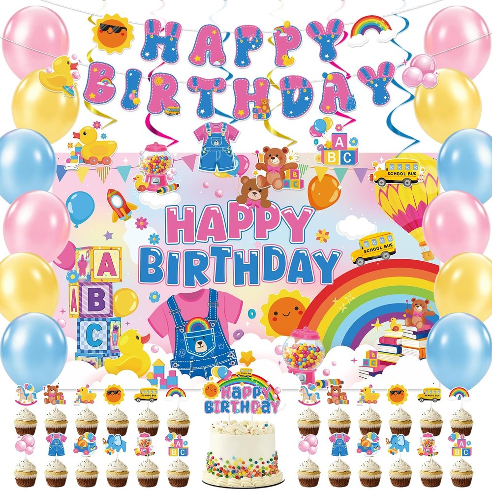 Rachell Teacher Birthday Party Decorations – 52 Pcs Cartoon English Teacher B…