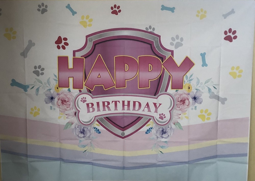 Happy Birthday Paw Patrol ( Skye ) Themed Backdrop 5ft X 7ft