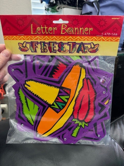 Amscan Fiesta Paper Letter Banner 4.7ft. Party Supply Hanging Decoration New!!!