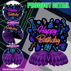 6Pcs Neon Glow Honeycomb Centerpieces Birthday Party Table Decorations Vibrant