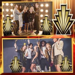 2 PCS 3.1 Ft 1920’s Theme Awards Night Party Decoration Art Cardboard StandUp