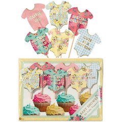 24 TALKING TABLES TRULY BABY SHOWER CAKE TOPPERS FOOD PICKS PARTY UNISEX
