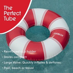 Giant Pool Float Adult 48 Inch Inflatable Lounger Heavy Duty Cup Holder Vintage