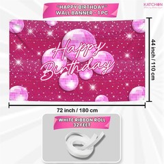 XtraLarge Happy Birthday Backdrop – 72×44 Inch | Pink Happy Birthday Banner for