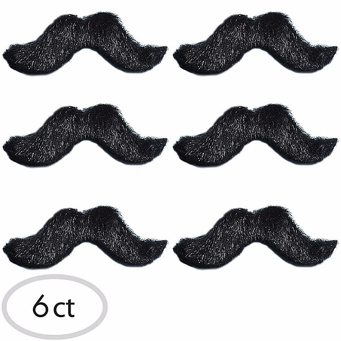 6 Self Adhesive Fake Mustaches Favors Disguise Spanish Fiesta Party ~ Moustaches