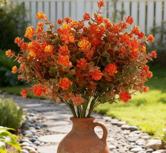 16 Piece Artificial Eucalyptus Flowers Set with Autumn Colors for Outdoors
