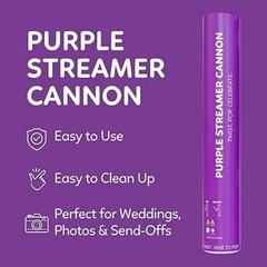 2 Pack Streamer Confetti, 12» Biodegradable Purple Cannon, Poppers for Wedding
