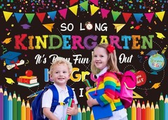 2026 Kindergarten Graduation Banner Backdrop 6x4FT So Long Kindergarten It’s Bee