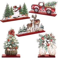 Huwena 5 Pcs Christmas Table Decorations Wooden Christmas Table Centerpieces …