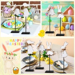 Easter Decorations Standing Rabbits Bunny Wooden Signs Indoor Tabletop Gift