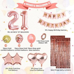 Rose Gold 21st Birthday Party Decor Happy 21st Decorations For Women Girls
