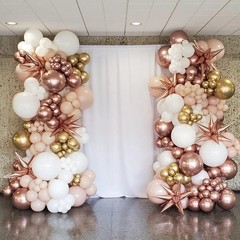 Rose Gold Balloons Arch Kit, 140Pcs Metalic Rose Gold Metallic Gold White Pin…