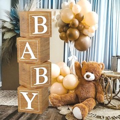 Versatile Brown Baby Shower Boxes – 4 Count for Gender Reveal & Birthday Parties