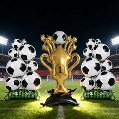 3pcs Large Self Standing Soccer Balloons，59x32Inch Soccer Trophy Foil Balloon…