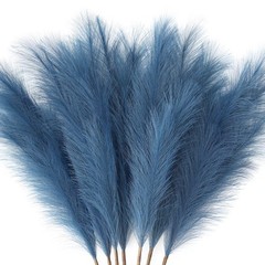 ZIFTY 7-Pcs 38″/3.1FT Blue Pampas Grass Large Tall Fluffy 38in 7pcs,