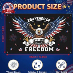 250th Anniversary Decorations – 4th of July Backdrop for Memorial Day | 1776-202
