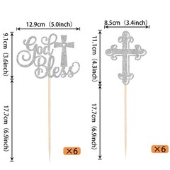 Baptism Centerpiece Sticks God Bless Cross Table Toppers Silver 12 PCS Decor