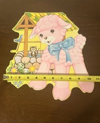 (4) Vintage 1977 Beistle Baby Shower Decor Paper Cut Outs Yellow Pink Blue EUC