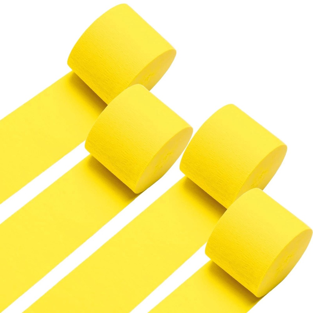4 Roll Yellow Crepe Paper Streamers 328Ft Party Decoration Craft Banner Supplies
